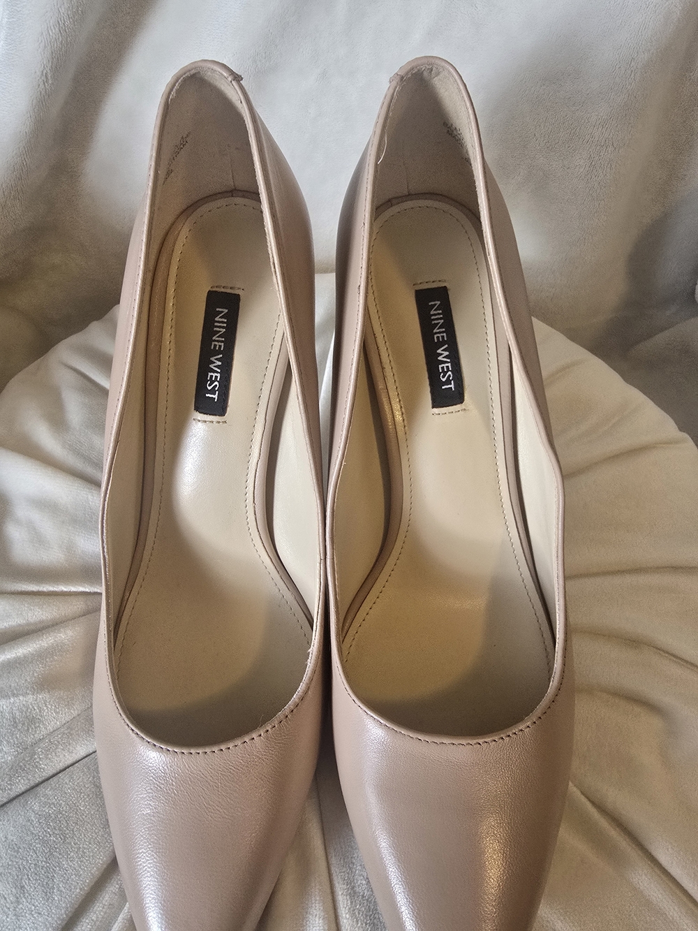 Nine West Nude Leather Pointed-Toe Pumps
